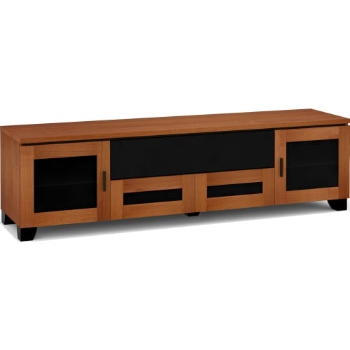 Elba 245 85" TV Stand AV Cabinet in American Cherry w/ Smoked Glass